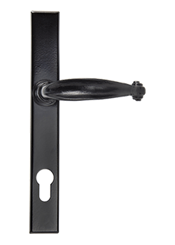 Sculptured door handle in black